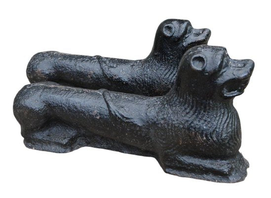 Cast Iron Andirons in the Shape of a Lying Dog, Belgium, 16th Century, Set of 2-RIK-2016988