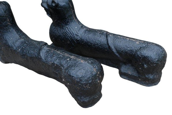 Cast Iron Andirons in the Shape of a Lying Dog, Belgium, 16th Century, Set of 2-RIK-2016988