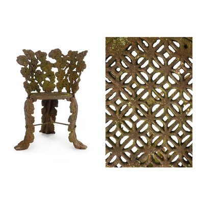 Cast Iron Chair with Floral Decoration, 1940s-NQ-680223