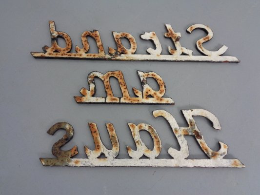 Cast Iron House Am Beach Lettering, Germany, 1960s, Set of 3-RDW-1389837