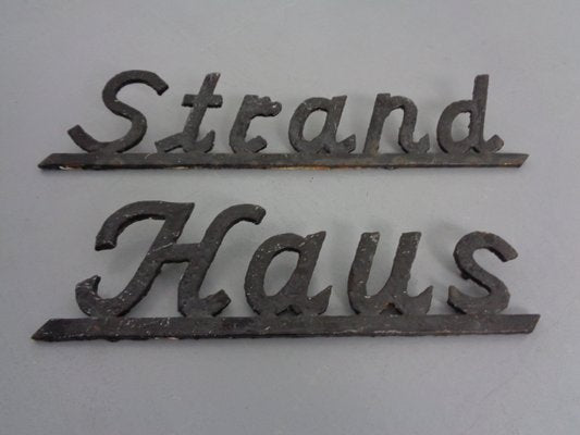 Cast Iron House Am Beach Lettering, Germany, 1960s, Set of 3-RDW-1389837