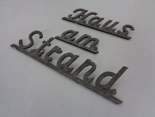 Cast Iron House Am Beach Lettering, Germany, 1960s, Set of 3-RDW-1389837