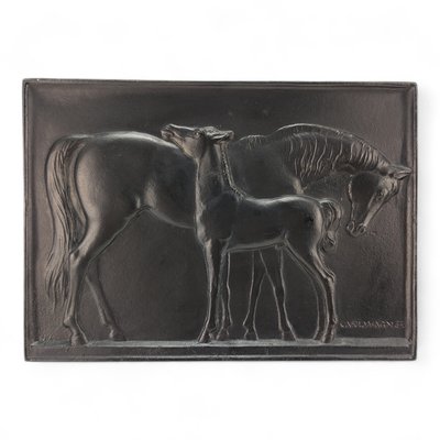 Cast Iron Wall Relief of Foal & Mare by Carl Wagner for Buderus-VWG-2017278