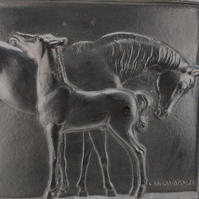 Cast Iron Wall Relief of Foal & Mare by Carl Wagner for Buderus-VWG-2017278