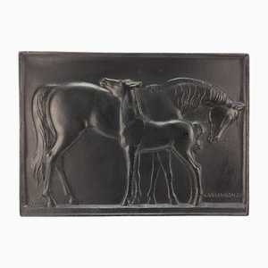 Cast Iron Wall Relief of Foal & Mare by Carl Wagner for Buderus-VWG-2017278