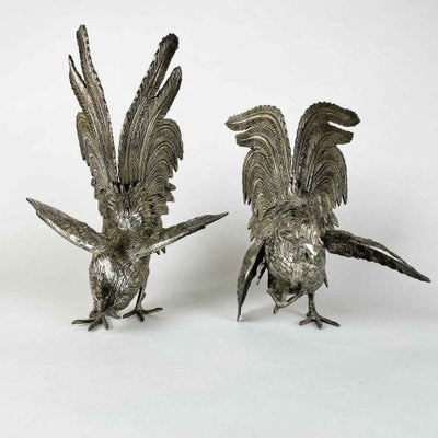 Cast Rooster Figurines, 1890s, Set of 2-TBU-2041458