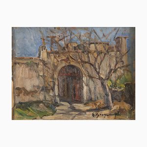 Castle Doorway - Oil on Cardboard by G. Scognamiglio - 1950s 1950s-ZCI-757273