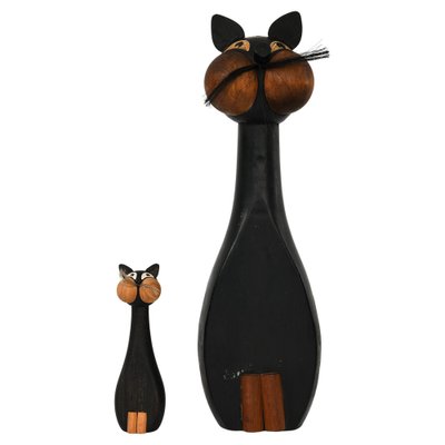 Cats in Black Lacquered Wood by Laurids Lønborg, 1960s, Set of 2-SC-1796789