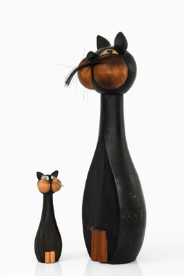 Cats in Black Lacquered Wood by Laurids Lønborg, 1960s, Set of 2-SC-1796789