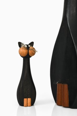 Cats in Black Lacquered Wood by Laurids Lønborg, 1960s, Set of 2-SC-1796789