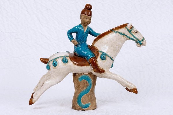 Cavalier in Terracotta with Turquoise Glaze, 19th Century-UQL-1789773