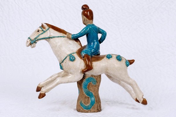 Cavalier in Terracotta with Turquoise Glaze, 19th Century-UQL-1789773