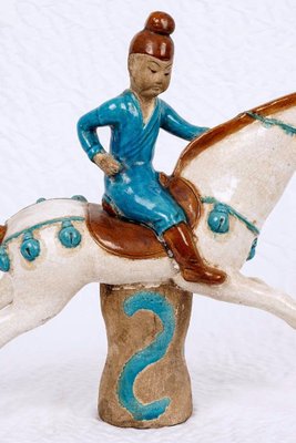 Cavalier in Terracotta with Turquoise Glaze, 19th Century-UQL-1789773