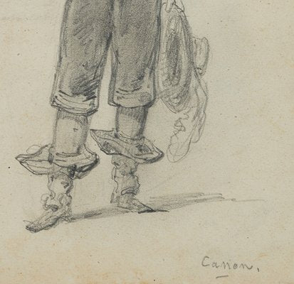 Cavalier With Drawn Hat, Costume Study, 19th-Century, Pencil-OJR-1273441