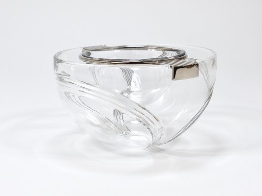 Caviar Glass Serving Dish Bowl in Silver & Crystal from Riedel X Mesa, Italy, 1980s-MWV-2042783