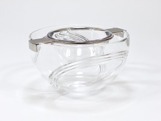 Caviar Glass Serving Dish Bowl in Silver & Crystal from Riedel X Mesa, Italy, 1980s-MWV-2042783