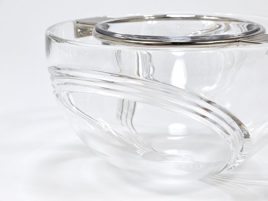 Caviar Glass Serving Dish Bowl in Silver & Crystal from Riedel X Mesa, Italy, 1980s-MWV-2042783