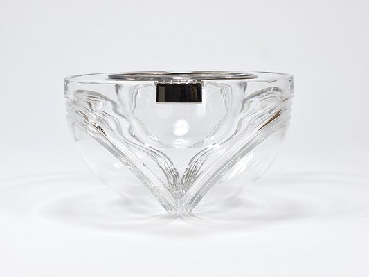 Caviar Glass Serving Dish Bowl in Silver & Crystal from Riedel X Mesa, Italy, 1980s-MWV-2042783