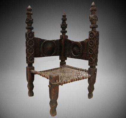 Cedar Chair with Adjoining Backs, Afghanistan, 1890s-UZN-1419721