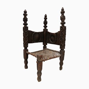 Cedar Chair with Adjoining Backs, Afghanistan, 1890s-UZN-1419721