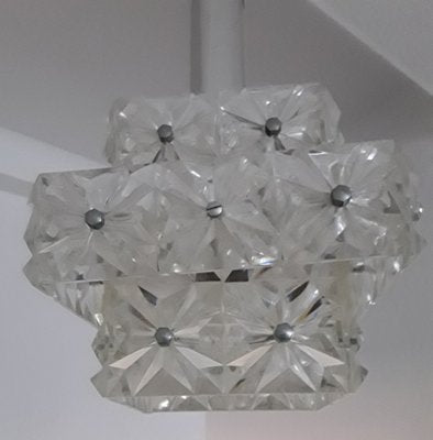 Ceiling Lamp in Acrylic with Silver and Black Plastic Mounting, 1970s-HOI-695447