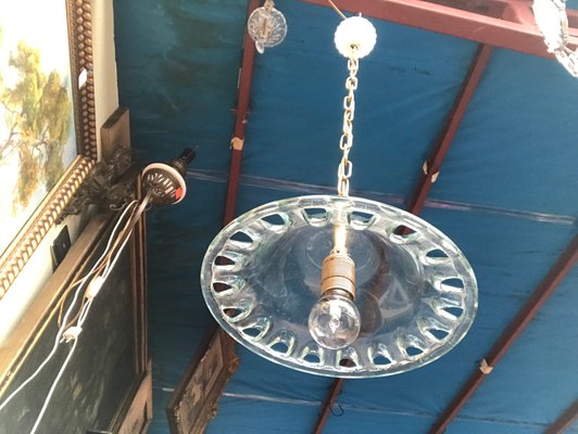 Ceiling Lamp in Blue, Green and White Glass, 1970s-WQQ-1325135