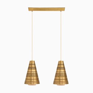 Ceiling Lamp in Brass and Fabric by Hans Bergström, 1940s-SC-1801504