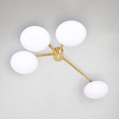 Ceiling Lamp in Brass & Murano Glass in the style of Arredoluce-WLO-1765075