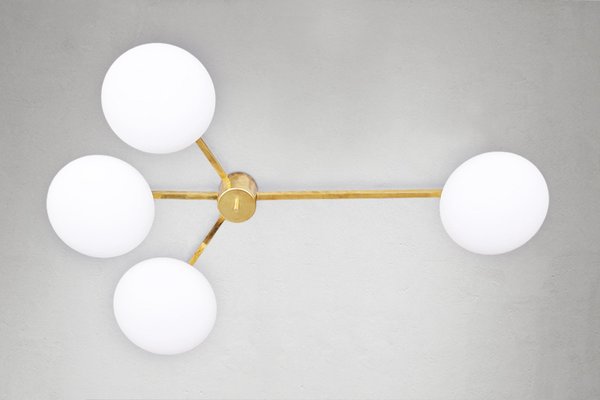 Ceiling Lamp in Brass & Murano Glass in the style of Arredoluce-WLO-1765075