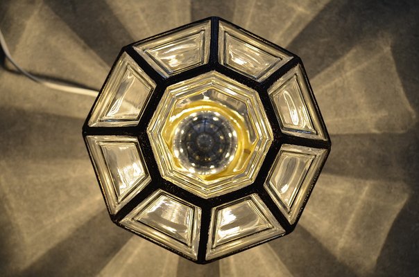 Ceiling Lamp in Iron & Clear Glass from Limburg, 1960s-OV-935341