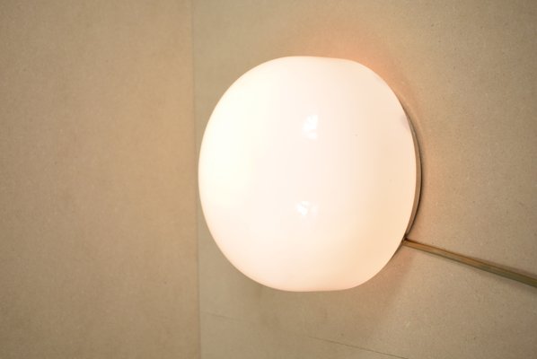 Ceiling Lamp in Milky Opal Glass, 1970s-NXX-2028217