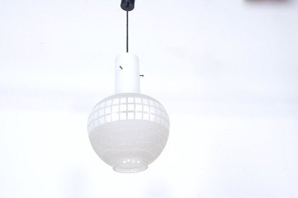 Ceiling Lamp in White and Sandblasted Glass, 1950s-XSG-770608