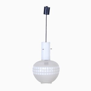 Ceiling Lamp in White and Sandblasted Glass, 1950s-XSG-770608