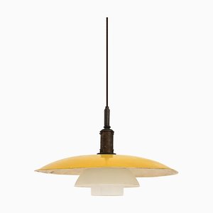 Ceiling Lamp in Yellow Metal, Brass and Opaline Glass attributed to Poul Henningsen, 1930s-SC-1813923