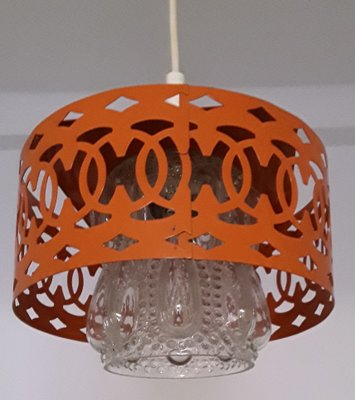 Ceiling Lamp with Clear Glass Shade, 1970s-HOI-828378