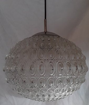 Ceiling Lamp with Clear Relief Glass Screen with Honeycomb Structure, 1970s-HOI-1091516