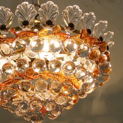 Ceiling Lamp with Glass Leaves and Spheres, 1970s-NE-694932