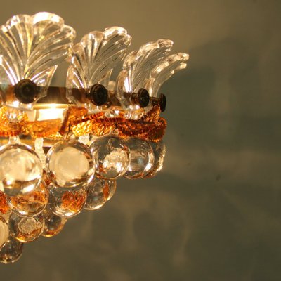 Ceiling Lamp with Glass Leaves and Spheres, 1970s-NE-694932