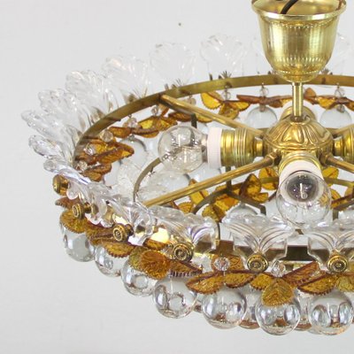 Ceiling Lamp with Glass Leaves and Spheres, 1970s-NE-694932