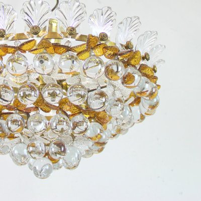 Ceiling Lamp with Glass Leaves and Spheres, 1970s-NE-694932