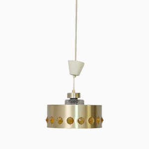 Ceiling Lamp with Metal and Glass, 1960s-QWP-1737478