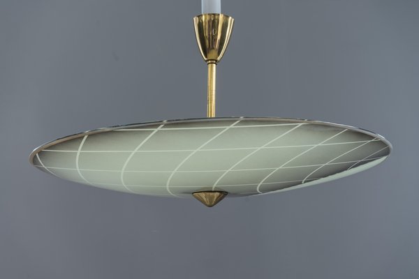 Ceiling Lamp with Original Painted Glass Shade, 1960s-SPD-859703