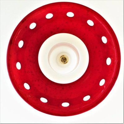 Ceiling Lamp with Red Enamel Overlay, 1960s-WK-722598