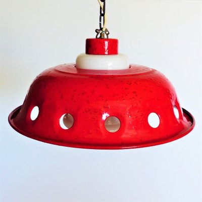 Ceiling Lamp with Red Enamel Overlay, 1960s-WK-722598