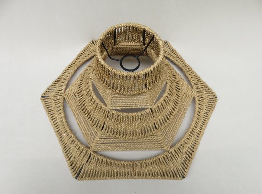 Ceiling Lamp with Sisal Covered Lampshade, 1960s-EY-796696