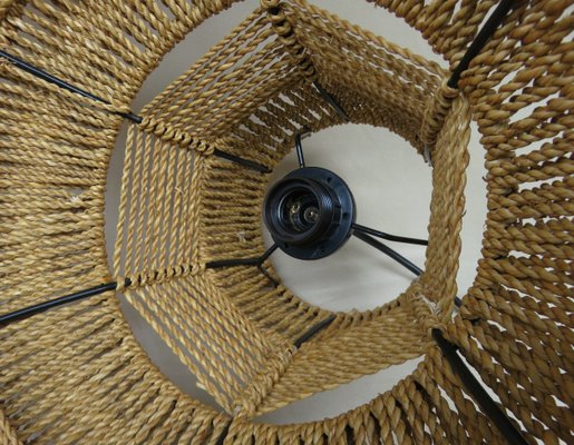 Ceiling Lamp with Sisal Covered Lampshade, 1960s-EY-796696