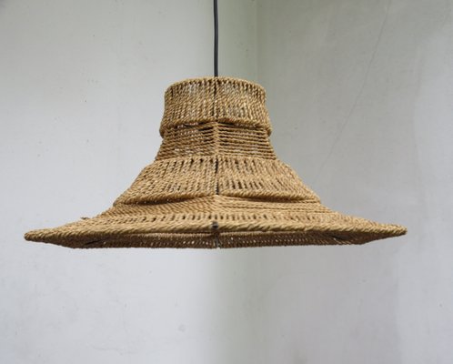 Ceiling Lamp with Sisal Covered Lampshade, 1960s-EY-796696