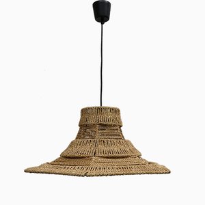 Ceiling Lamp with Sisal Covered Lampshade, 1960s-EY-796696