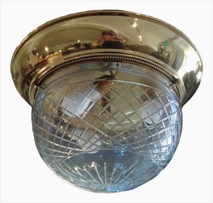 Ceiling Lamp with Three Brass Lights and Murano Glass Dome-ZFY-1326041