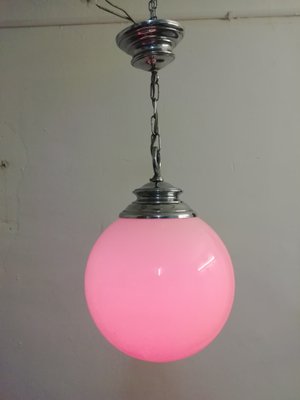 Ceiling Lamp with White Opal Glass Lampshade, 1970s-RGF-698849